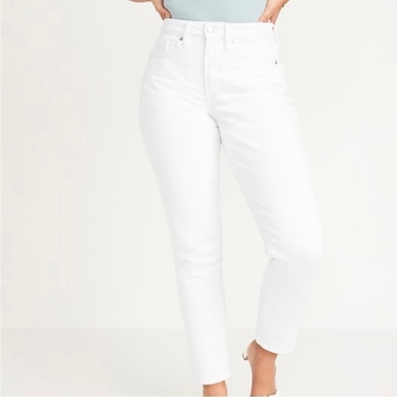 Old Navy curvy OG 0.0 straight white raw hem ankle jeans Old Money Classic 4 - Picture 1 of 9